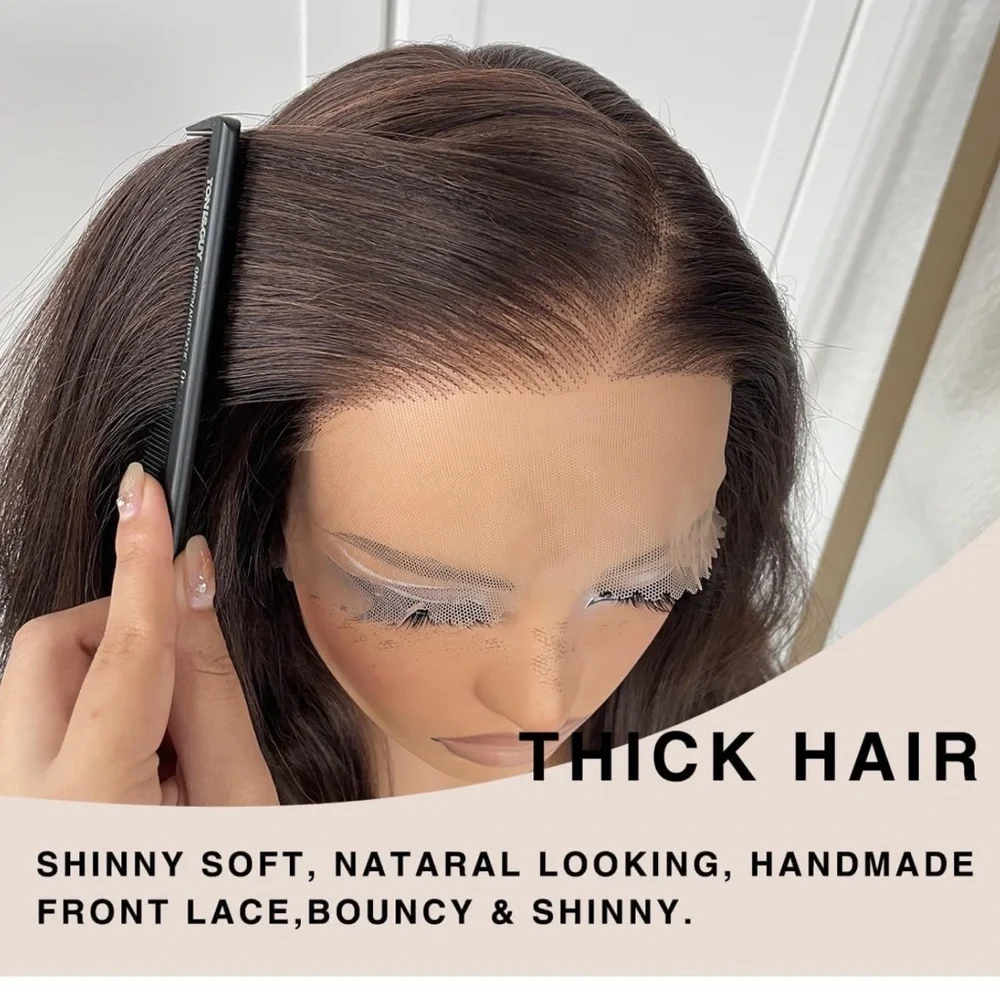 💖Blooming  Chocolate Brown Glueless High-Quality Synthetic Blend Lace Front Wig